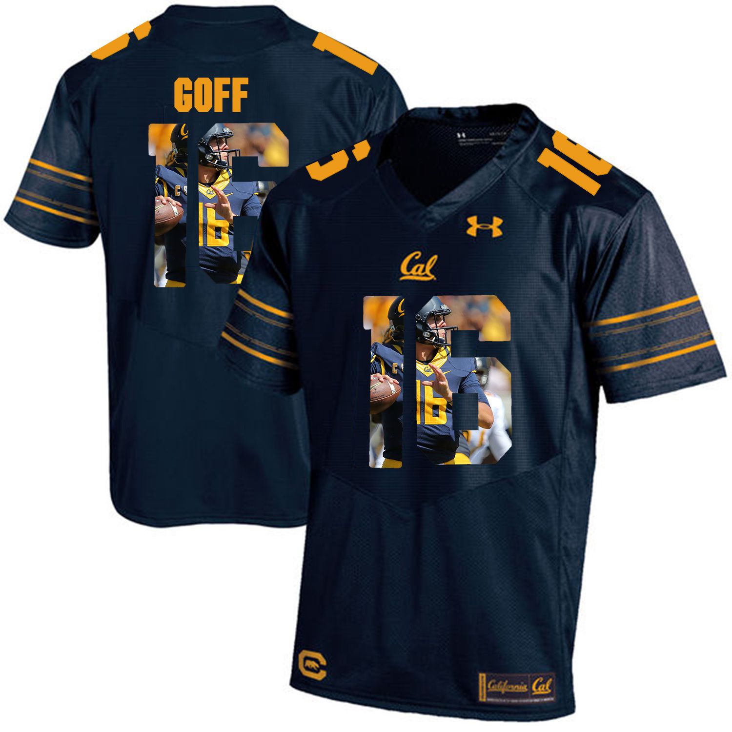 Men California Golden Bears #16 Jared Goff Dark blue Customized NCAA Jerseys->customized ncaa jersey->Custom Jersey